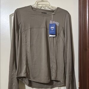 Janji Tan Long Sleeve Tee with Relaxed Fit and Subtle Design Detail